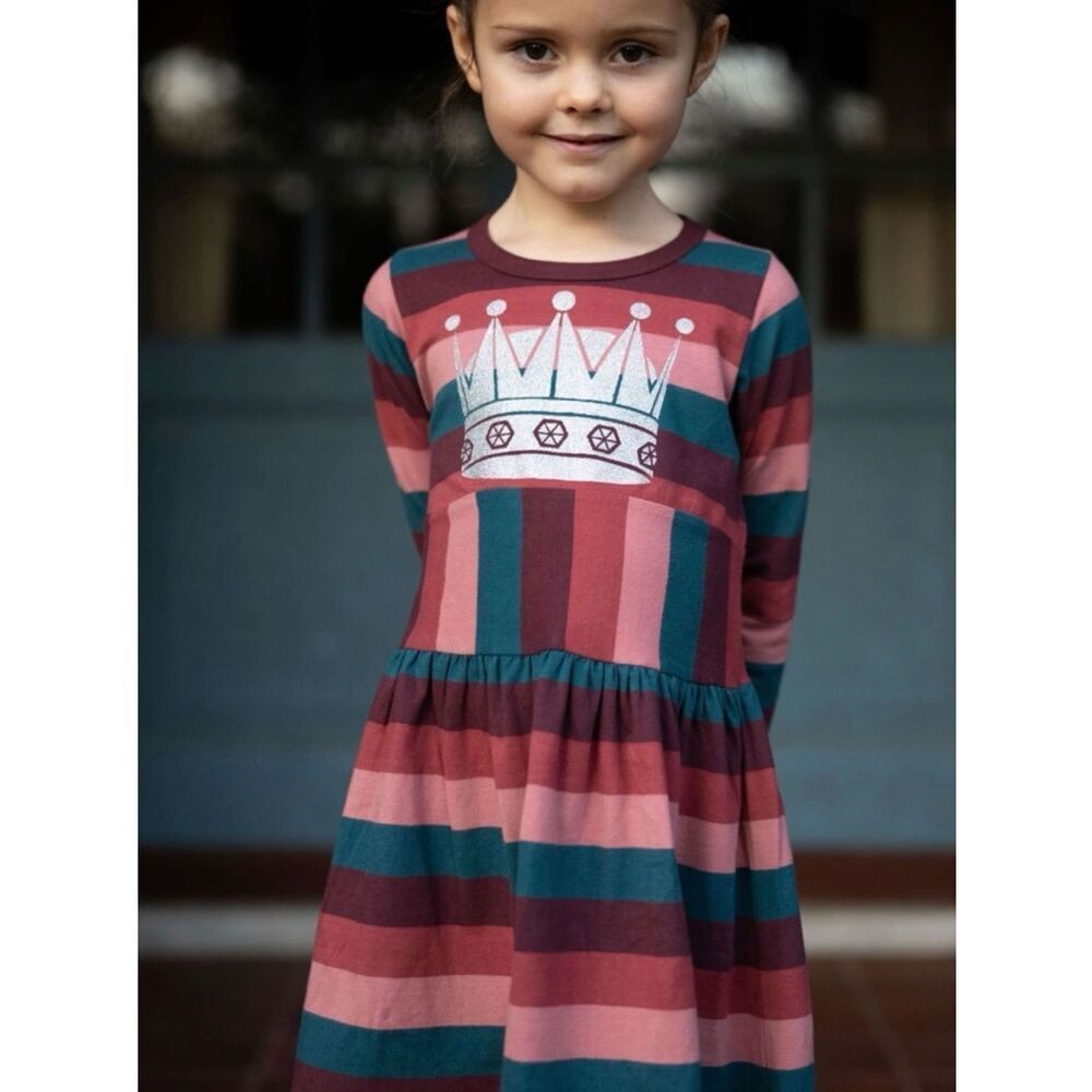 Danefae Organic Crown Accent Striped Dress Sz 5